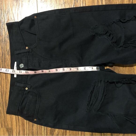 Pacsun Deep Black Distressed Ultra High Rise Slim Denim Jeans Size 26 - Picture 11 of 15